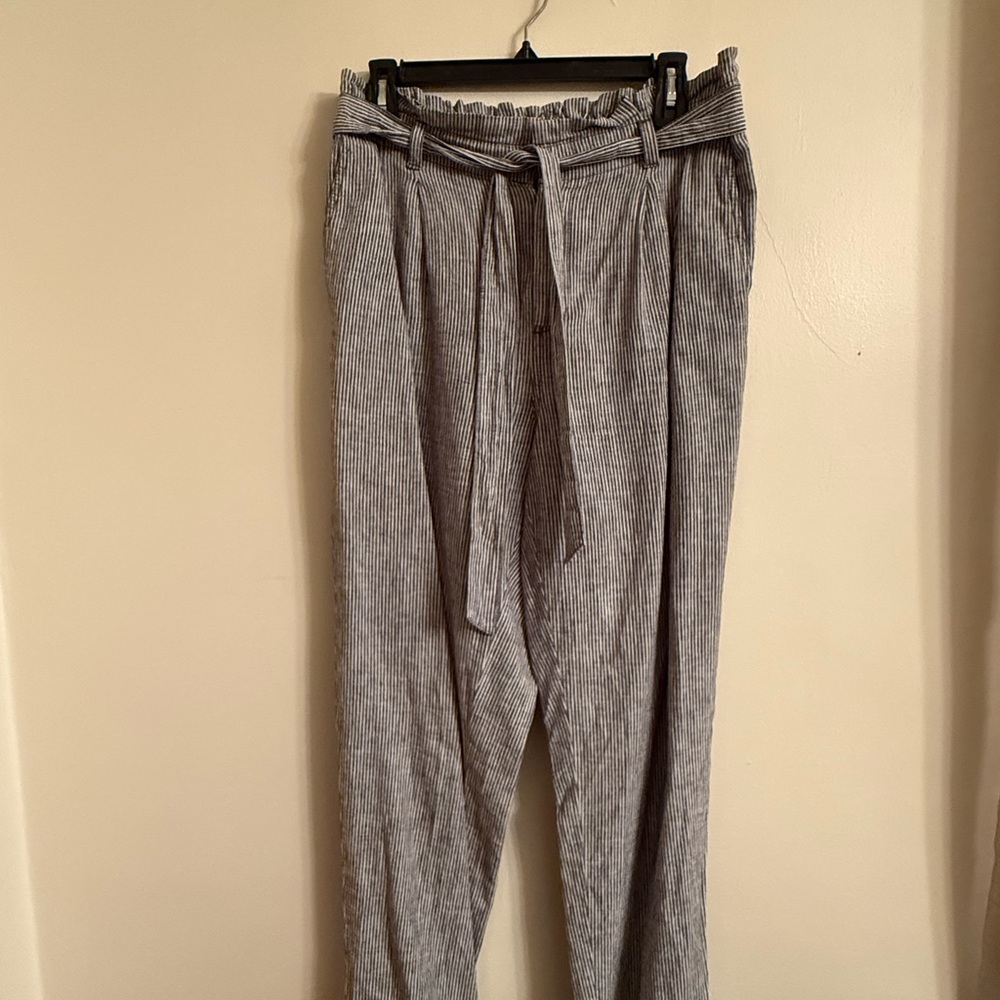 LOFT Women's Blueish-Gray Pinstripe Pants